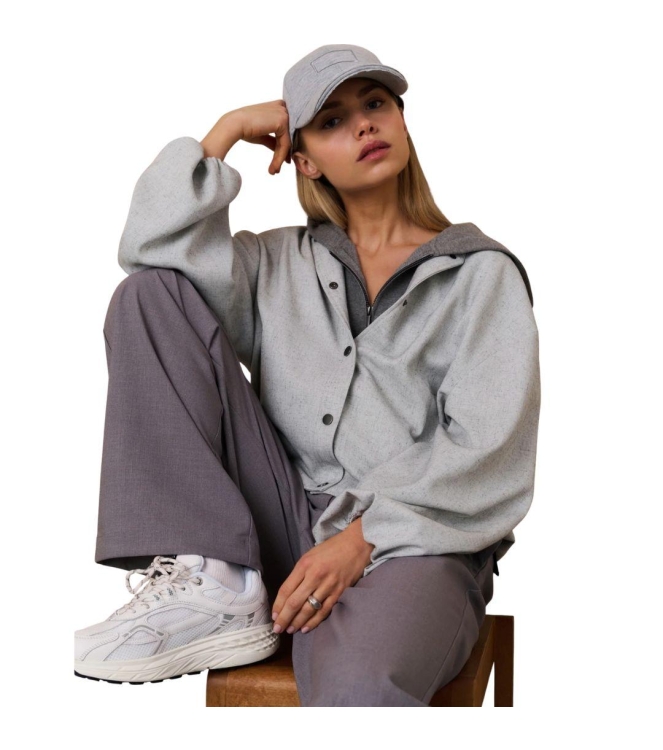 Yaya Woven oversized jacket 99021 Light grey melange