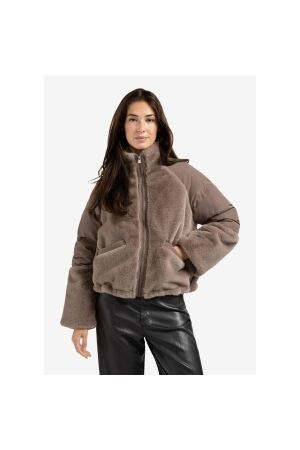 Yaya Faux fur jacket with padded ny 99017 Brown