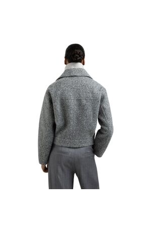 Yaya Short oversized boucle jacket 99004 Black oyster melange
