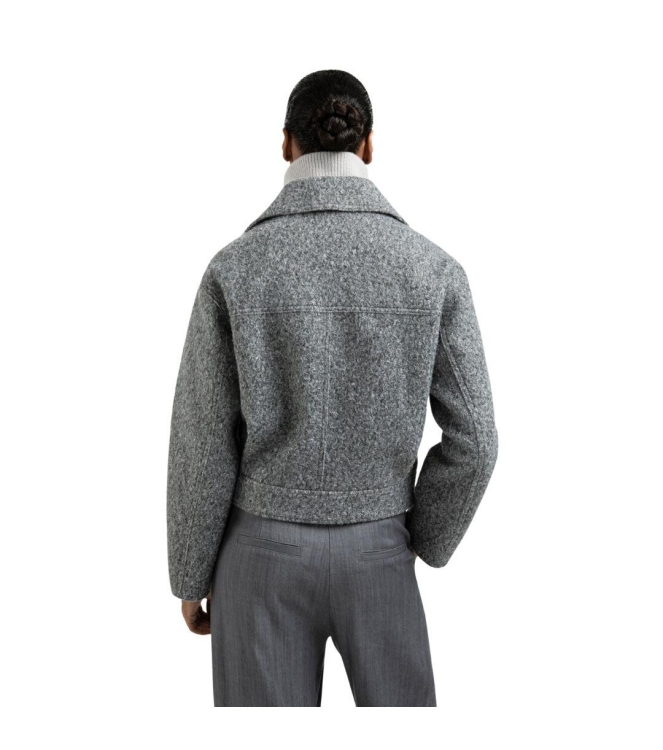 Yaya Short oversized boucle jacket 99004 Black oyster melange
