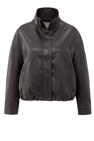 Yaya Faux leather jacket with baloo 99029 Anthracite brown