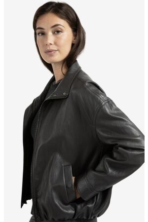 Yaya Faux leather jacket with baloo 99029 Anthracite brown
