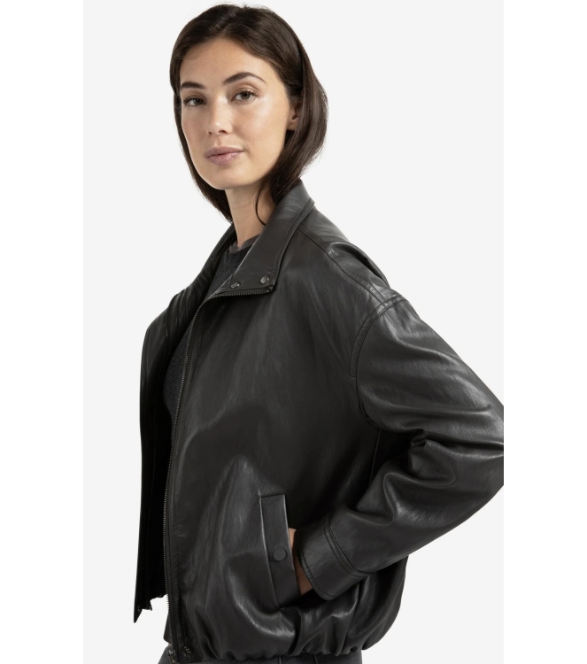 Yaya Faux leather jacket with baloo 99029 Anthracite brown