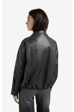 Yaya Faux leather jacket with baloo 99029 Anthracite brown