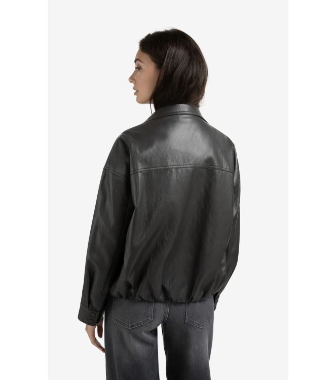 Yaya Faux leather jacket with baloo 99029 Anthracite brown