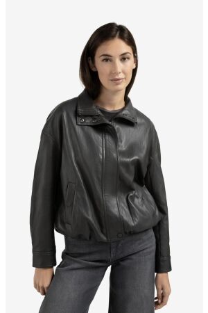 Yaya Faux leather jacket with baloo 99029 Anthracite brown