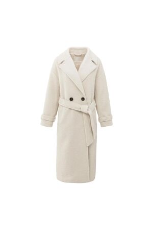 Yaya Woven boucle long length overs 99005 Chalk white
