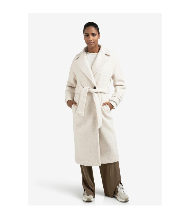 Yaya Woven boucle long length overs 99005 Chalk white