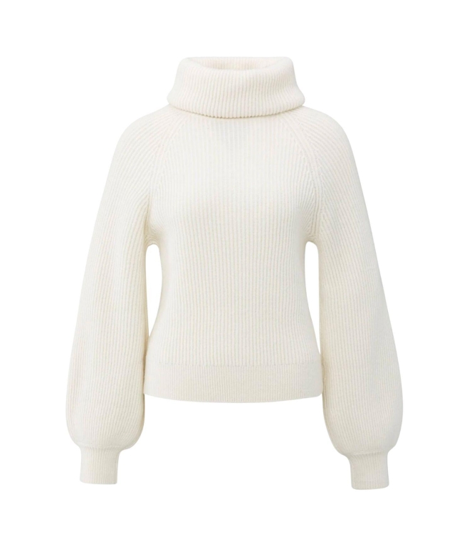Yaya Sweater with wide collar 99035 Wool white