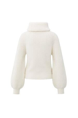 Yaya Sweater with wide collar 99035 Wool white