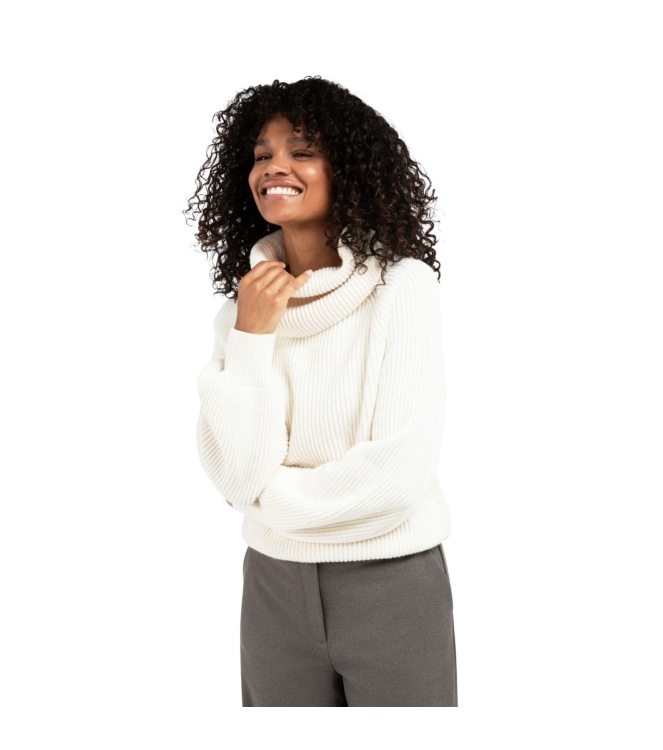 Yaya Sweater with wide collar 99035 Wool white