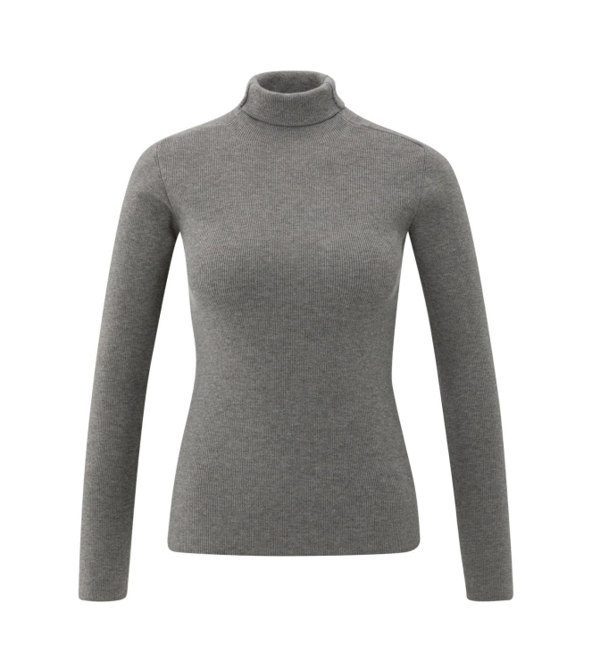 Yaya Ribbed top with turtleneck 99032 Taupe grey