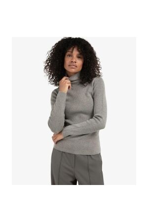 Yaya Ribbed top with turtleneck 99032 Taupe grey