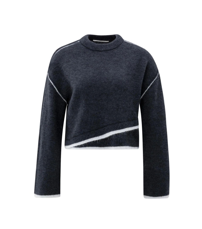 Yaya Sweater with contrast lines 940512 Collegiate blue mel