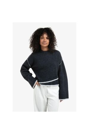 Yaya Sweater with contrast lines 940512 Collegiate blue mel