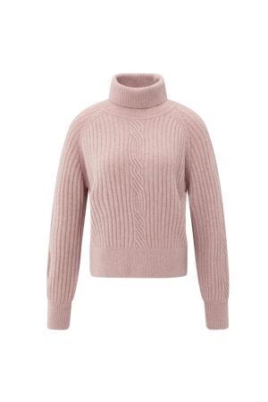 Yaya Sweater with cable detail 615092 Shadow gray pink mel
