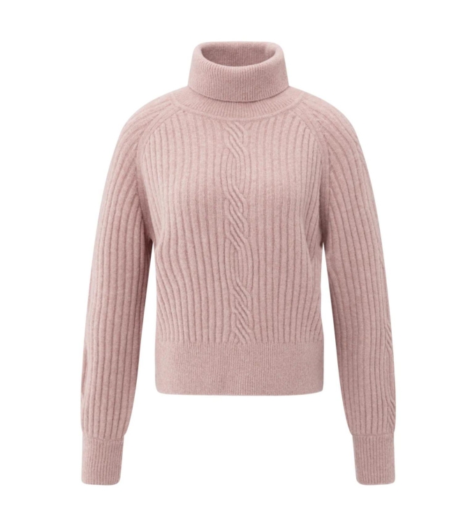 Yaya Sweater with cable detail 615092 Shadow gray pink mel