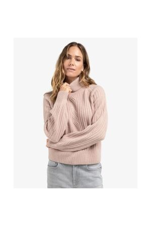 Yaya Sweater with cable detail 615092 Shadow gray pink mel