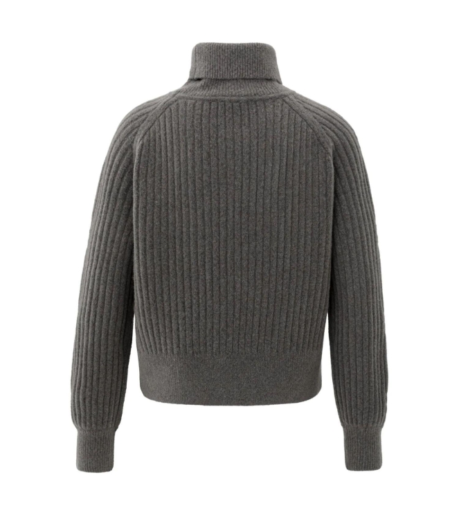 Yaya Sweater with cable detail 990332 dark taupe mel