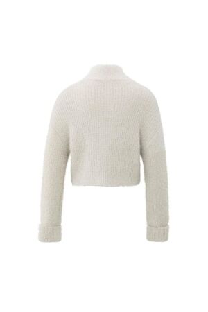 Yaya Fluffy cropped sweater 990312 Cloud grey 