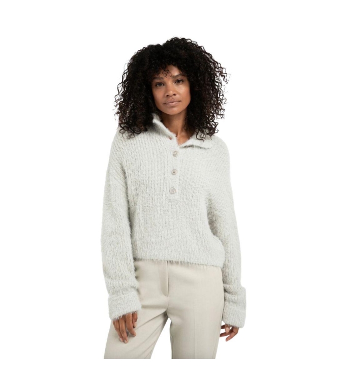 Yaya Fluffy cropped sweater 990312 Cloud grey 