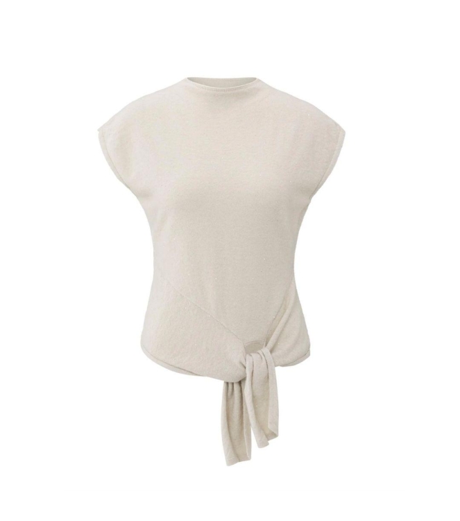 Yaya Sleeveless sweater with knot 990312 Cloud grey 