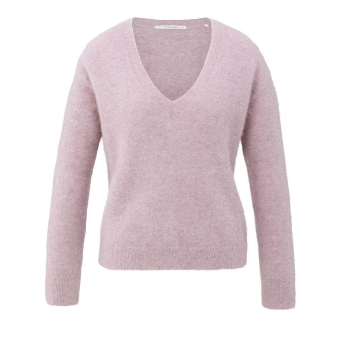 Yaya Soft sweater with V-neck 53802 Cloud gray purple