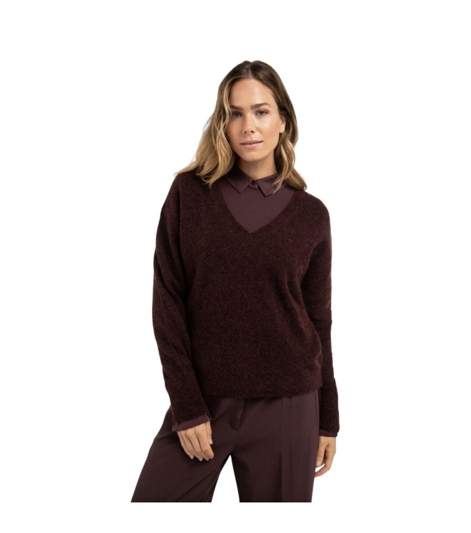 Yaya Soft sweater with V-neck 916191 Fudge purple 