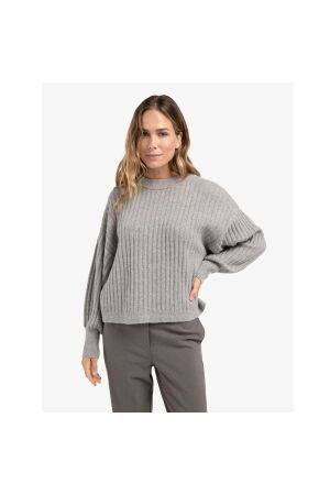 Yaya Ribbed sweater with round neck 99032 Taupe grey