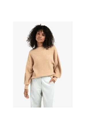 Yaya Ribbed sweater with round neck 99030 Light camel