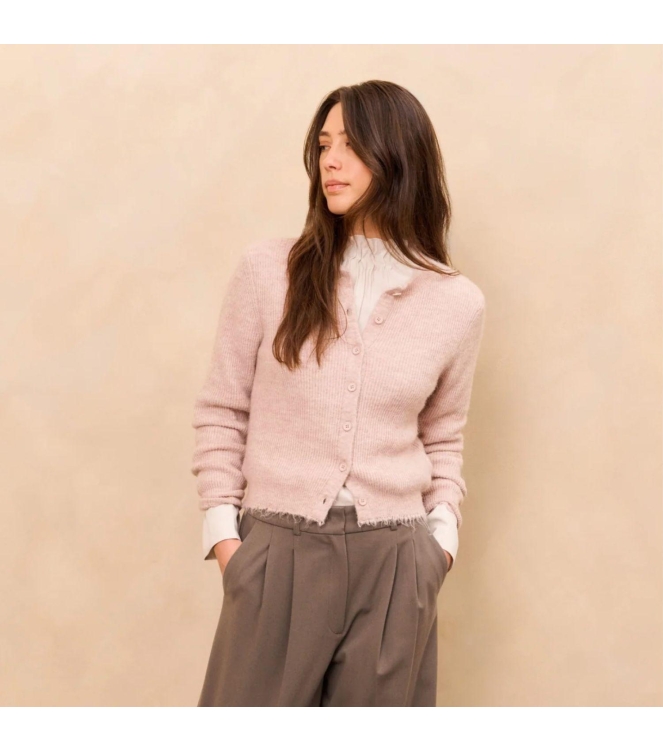 Yaya Cardigan with trim details 615092 Shadow gray pink mel