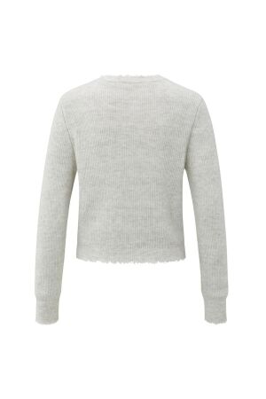 Yaya Cardigan with trim details 990312 Cloud grey melange