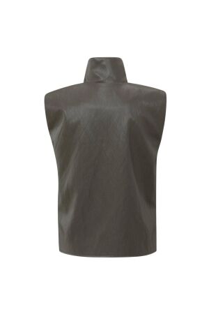 Yaya Sleeveless faux leather top 99033 Dark taupe grey