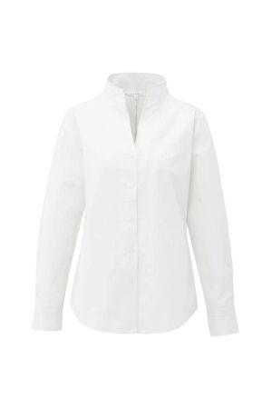 Yaya Blouse with high V-neck collar 00000 Pure white