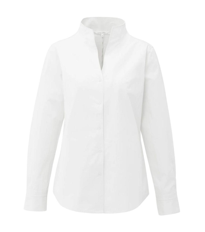 Yaya Blouse with high V-neck collar 00000 Pure white