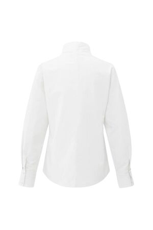 Yaya Blouse with high V-neck collar 00000 Pure white