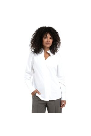 Yaya Blouse with high V-neck collar 00000 Pure white