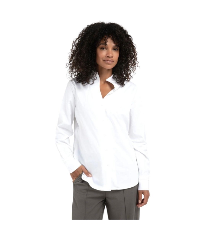 Yaya Blouse with high V-neck collar 00000 Pure white