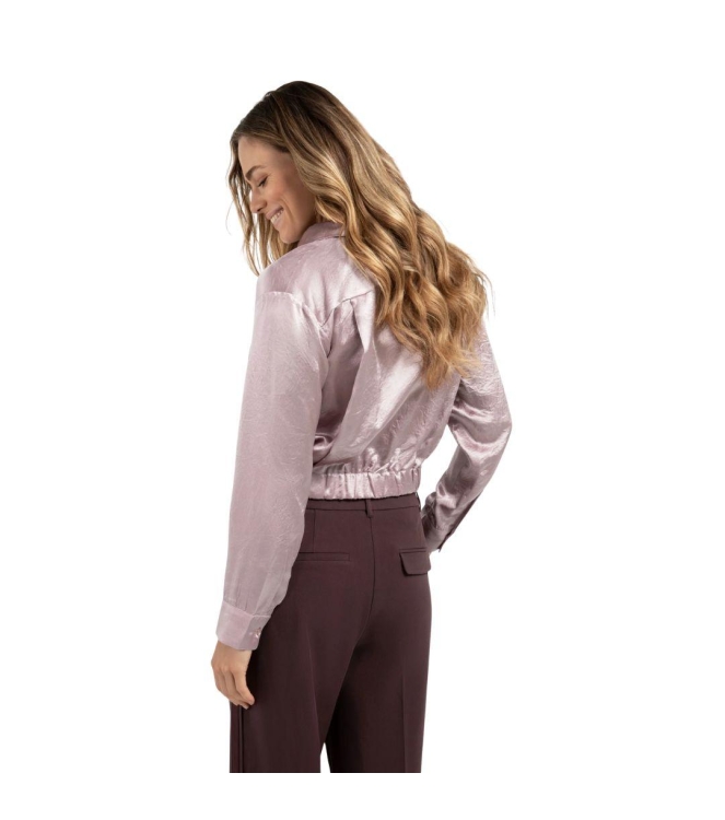 Yaya Cropped satin blouse 53802 Cloud gray purple