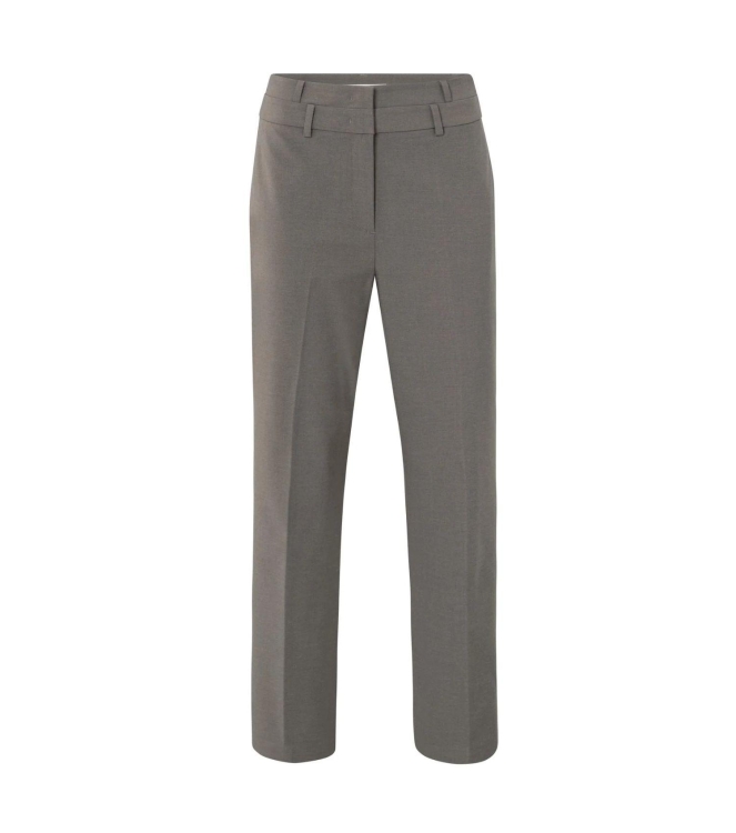 Yaya Trousers with double waistband 990332 Dark taupe grey mel