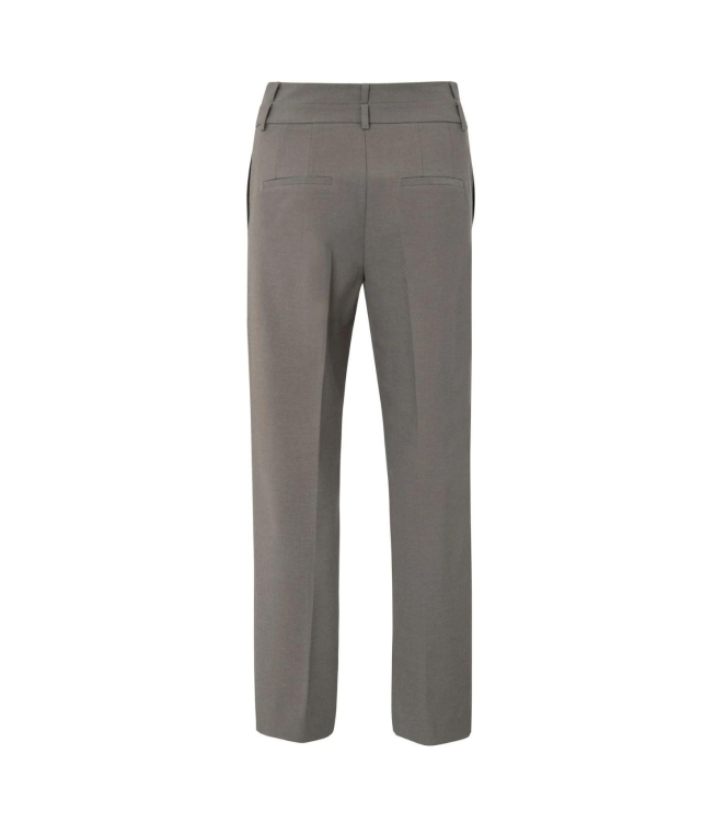 Yaya Trousers with double waistband 990332 Dark taupe grey mel