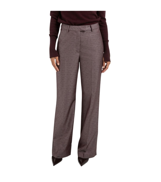 Yaya Shiny woven trousers 916191 Fudge purple dessin