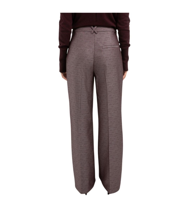 Yaya Shiny woven trousers 916191 Fudge purple dessin