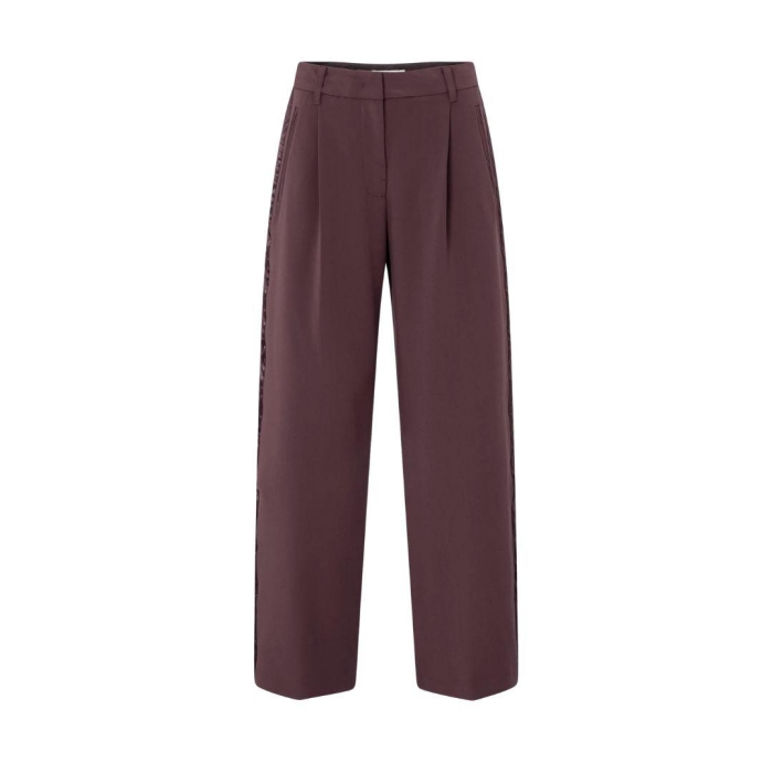 Yaya Trousers with satin side tape 916191 Fudge purple