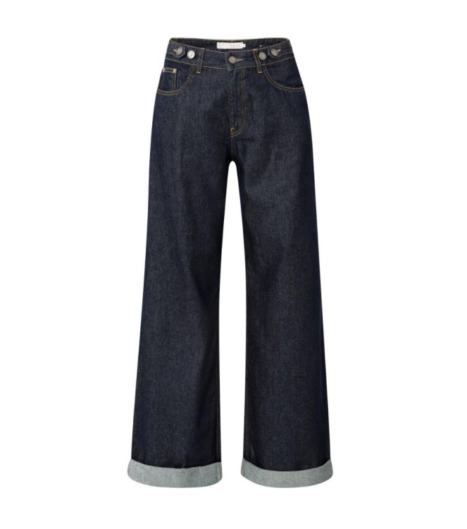Yaya Loose fit denim with roll-ups 99024 Dark blue denim
