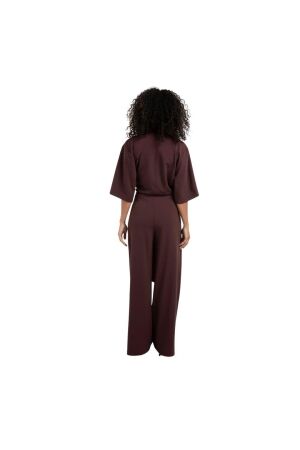 Yaya Jumpsuit with short sleeves 916191 Fudge purple 