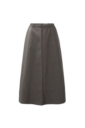 Yaya Faux leather A-line midi skirt 99033 Dark taupe grey