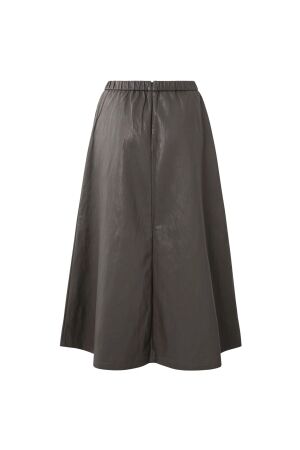 Yaya Faux leather A-line midi skirt 99033 Dark taupe grey