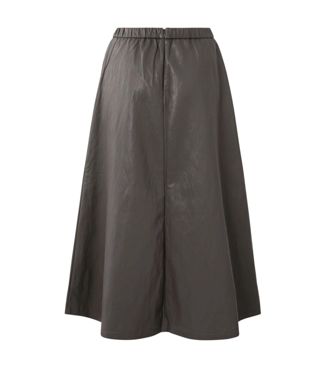 Yaya Faux leather A-line midi skirt 99033 Dark taupe grey