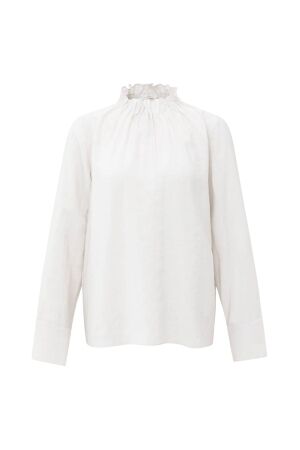 Yaya High neck top with drawstring 24001 Early frost white